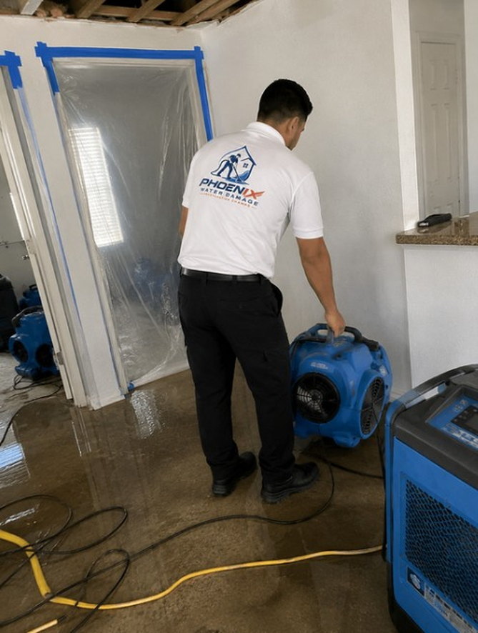 Drying equipment setup on a Phoenix job