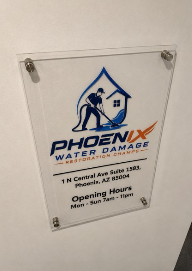 Phoenix Water Damage Restoration Champs branded signage