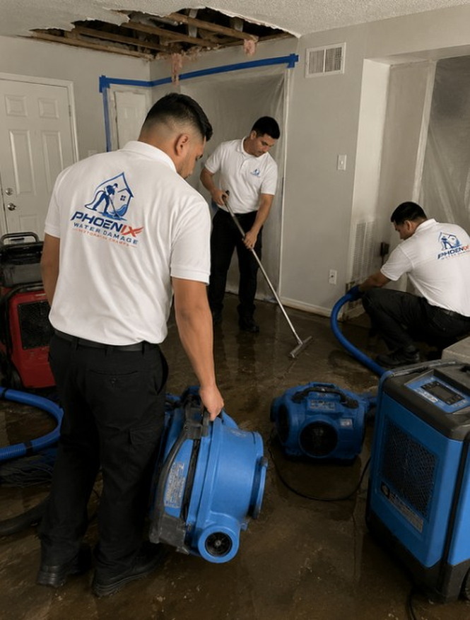 Phoenix water damage crew working a loss