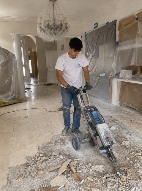 Water damage restoration job in progress